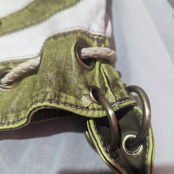 J & E New York Small Purse Green And White Stripes - Picture 7 of 11